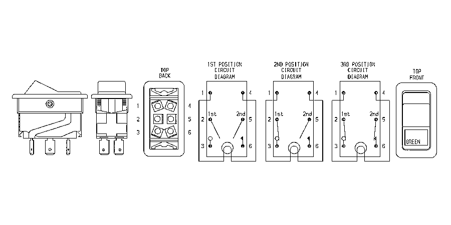 SWITCH,ROCK BLK DPDT SPCL IGN - pierce